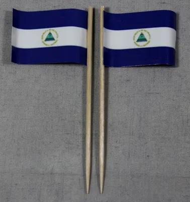 Produktbild von Party-Picker Flagge Nicaragua Papierfähnchen in Spitzenqualität 25 Stück Beutel