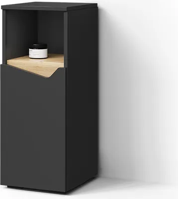 Image de Armoire moyenne Livinity Timavo Anthracite 30x74.5cm avec porte et compartiment ouvert, Model 52971