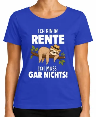 Immagine prodotto di Maglietta da donna, blu, taglia 3XL, con la scritta: "Sono in pensione, non devo fare niente" (stile sarcastico)