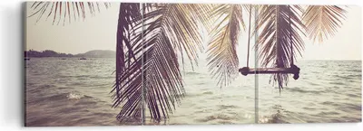 Produktbild von Bild auf Leinwand - Leinwandbild - Meer Palme Wasser - 120x40cm - Wand Bild - Wanddeko - Wandbilder - Leinwanddruck - Bilder - Kunstdruck - Wanddekoration - Leinwand bilder - Wandkunst - CA120x40-3634