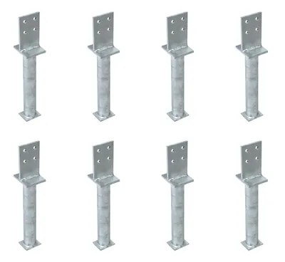Zdjęcie produktu dla Alberts 8 x wsporniki słupków teowych ze środnikiem, kotwa do betonu 300 mm, wysokość środnika 130 mm, ocynkowane ogniowo, do osadzania w betonie