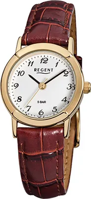 Zdjęcie produktu dla Regent skórzany zegarek damski F-575 kwarcowy bransoleta brązowy D2URF575