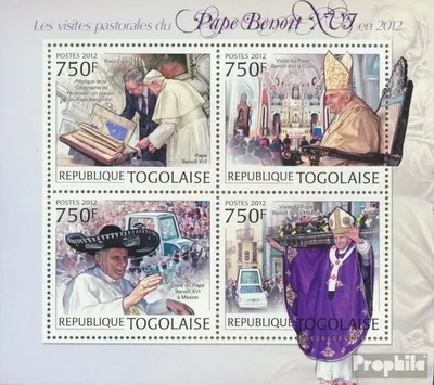Produktbild von Briefmarken Togo 2012 Mi 4603-4606 Kleinbogen (kompl. Ausgabe) postfrisch Papst Benedikt XVI