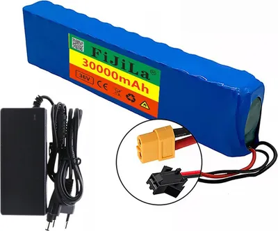 Produktbild von 36V 30Ah Li-ion baterie 10S3P 500W sada baterií s nabíječkou pro e-kolo a e-skútr 18650 články vysoce výkonné baterie, XT60 + SM zástrčka