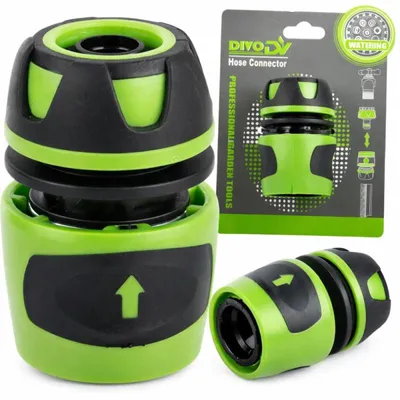 Immagine prodotto di DIVODV 27912 Raccordo rapido con passacavo per tubo da giardino da 1/2", nero-verde
