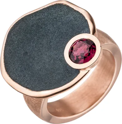 Produktbild von Gr. 56 Damen Ring 925 Sterling Silber rotgold vergoldet 1 Rhodolith