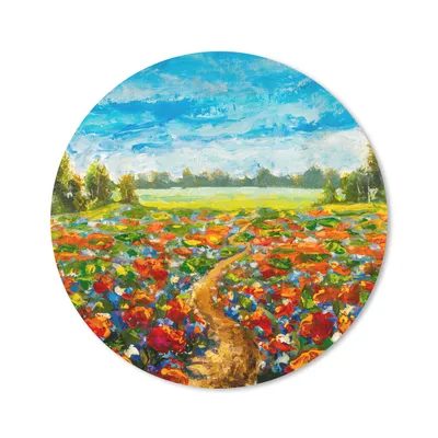 Produktbild von MuchoWow® Mauspad Mousepad Malerei - Ölfarbe - Blumen - Natur 20x20 cm - Mousepads - Maus Mat - Pad - Mausunterlage - Schreibtischmatte
