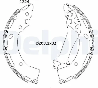 Produktbild von DELPHI Bremsbackensatz Trommelbremse Hinten für HYUNDAI i20 III (BC3, BI3) 203mm LS2200