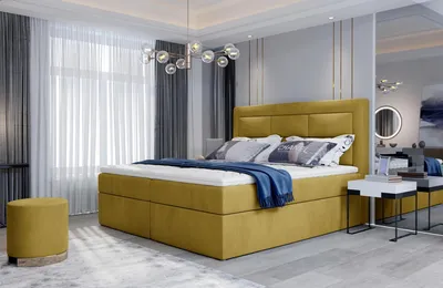 Obrázek produktu pro Boxspringová postel s úložným prostorem 160x200 TERIVO - žlutá