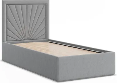 Produktbild von Polsterbett 90x200 VASTO ohne Bettkasten mit Holzlattenrost, Einzelbett mit Kopfteil Grau Geflecht