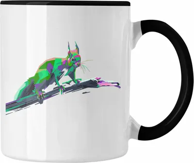 Produktbild von Trendation - Eichhörnchen Tasse Polygon Grafik Geschenk Grafiken (Schwarz)