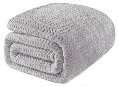 Produktbild von Solidchoice – Flanell-Fleece-Bettdecke in King-Size mit Golfmuster – 230 x 265 cm, Hellgrau