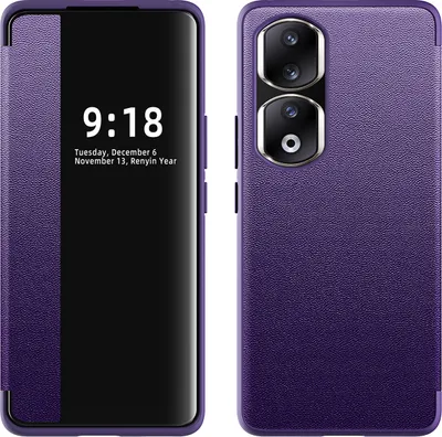 Produktbild von Honor 90 Pro Hülle, Schlank Kunstleder Klapp Ledertasche Schutzhülle für Honor 90 Pro Lila