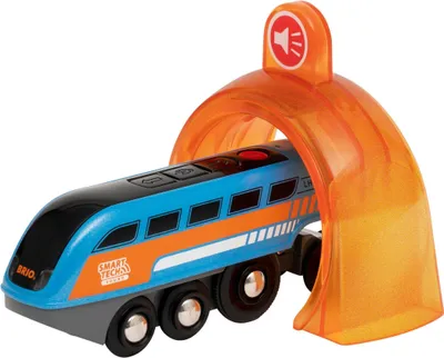 Produktbild von BRIO World 33971 Smart Tech Sound Lok mit Aufnahmefunktion - Elektrischer Zug mit Tunnel - Interaktives Spielzeug empfohlen ab 3 Jahren