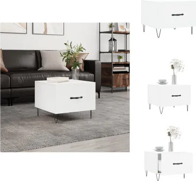 Imagen del producto de vidaXL Mesa de centro blanca de 50x50x40 cm, fabricada en material de madera. - Mesas de centro