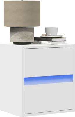 Image de vidaXL Tables de chevet murales avec lampes LED 2 pcs. Blanc