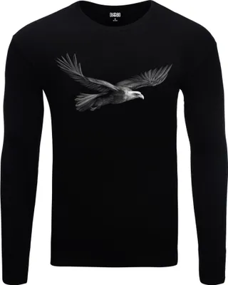 Produktbild von Herren Warm, Langarm-T-Shirt mit Druck Fliegende Adler Schwarz Gr.S