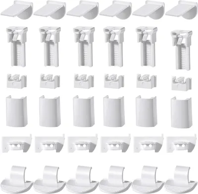 Produktbild von Set mit 36 Plissee Ersatzteilen, Universelle Klemmträger für Plissee-Halterungen, Selbstklebend und ohne Bohren, Zubehör für Fensterplissees (Weiß)