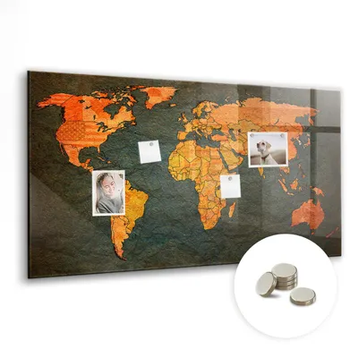 Produktbild von Dekorative Magnettafel 120x60 cm - Magnetwand - für Fotos, Karten und Notizen - Fotowand - Memoboard - Magnetpinnwand - Wanddekoration - Weltkarte