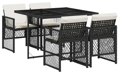 Immagine prodotto di vidaXL set da pranzo da giardino a 5 pezzi con cuscini in rattan nero