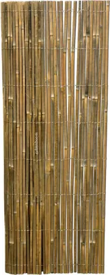A full shot of a bamboo fence panel against a white background.