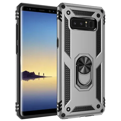 Obrázek produktu pro Galaxy Note 8 Pouzdro s Kroužkem, Dvouvrstvé Tvrdé PC TPU, Nárazuvzdorné Pouzdro s Stojánku pro Samsung Galaxy Note 8 Stříbro