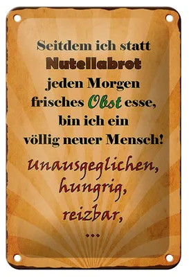 Produktbild von Blechschild Spruch 12x18cm statt Nutellabrot frisches Obst