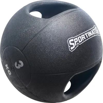 Produktbild von SPORTINATOR Premium Medizinball mit Griffen, Naturkautschuk, rutschfest, ideal für Kraft-, Ausdauer-, und Stabilitätstraining 3kg | STR-97