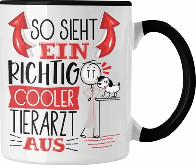 Produktbild von Trendation - Tierarzt Tasse Geschenk So Sieht Ein RIchtig Cooler Tierarzt Aus Geschenkidee Lustiger Spruch Geburtstag Becher Kaffeetasse (Schwarz)
