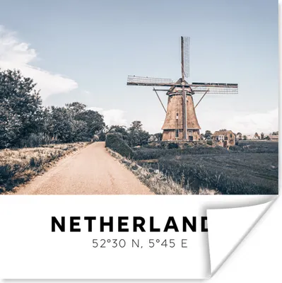 Produktbild von MuchoWow® Poster Niederlande - Mühle - Natur 50x50 cm - Wohnzimmerdekoration