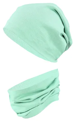 Produktbild von TupTam Uni Kinder Beanie Mütze Schlauchschal Set, Farbe: Grün, Größe: 52-54