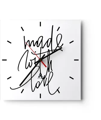 Produktbild von Wanduhr - Quadrat - Glasuhr - Erstellt mit Liebe - 40x40cm - Schleichendes Uhrwerk - Lautlos - zum Aufhängen bereit - Dekoration Modern - Wanddekoration aus Glas - C3AC40x40-4499