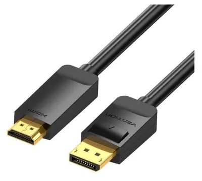 Produktbild von DisplayPort-zu-HDMI-Kabel Vention HAGBH, DisplayPort 1.2-Stecker auf HDMI 1.4-Stecker, 4K, 30 Hz, 2 m, Schwarz