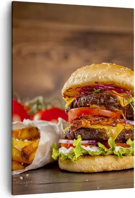 Produktbild von Bild auf Leinwand - Leinwandbild - Einteilig - Hamburger Sandwich - 50x70cm - Wand Bild - Wanddeko - Wandbilder - Leinwanddruck - Wanddekoration - Leinwand bilder - Wandbild - PA50x70-3795