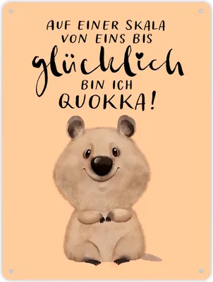 Produktbild von Quokka Metallschild XL in 21x28 cm mit Spruch Von eins bis glücklich