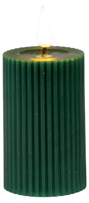 Produktbild von LED Kerze STREIFEN H. 8cm D. 5cm dunkelgrün mit Timer Formano