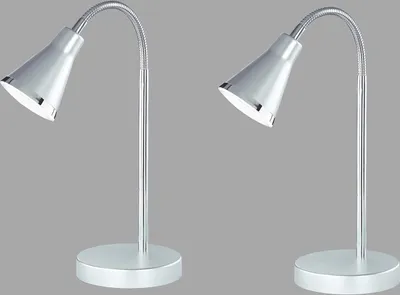 Produktbild von 2er SET schöne LED Tischleuchte mit Schirm Silber Schreibtischlampe mit Flexarm
