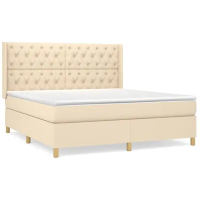 Produktbild von vidaXL Boxspringbett mit Matratze Creme 160x200 cm Stoff