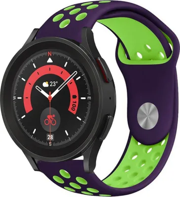 Produktbild von Strap-it Samsung Galaxy Watch 5 Pro Sportarmband (Lila/Grün)