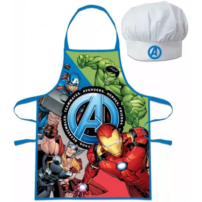 Obrázok produktu pre Kuchynská zástera + čiapka Avengers Marvel