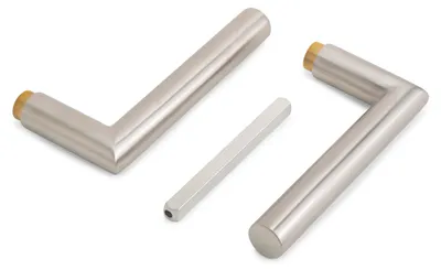 Imagen del producto de Manijas de Emuca para puertas interiores, manijas para cerraduras de puertas de cristal, modelo L-R, acero inoxidable