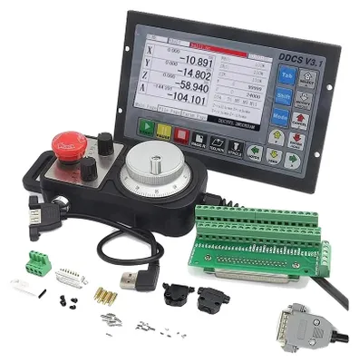 Obrázek produktu pro CNC řízení pohybu, 4 osy, výstupní frekvence 500 kHz, řídicí systém ARM + FPGA, 17 funkčních tlačítek, nouzové zastavení