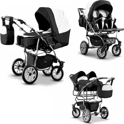 Produktbild von Zwillingskinderwagen 4 in 1 City Twin inkl. Autositze - 15 Teile -  in 19 Farben