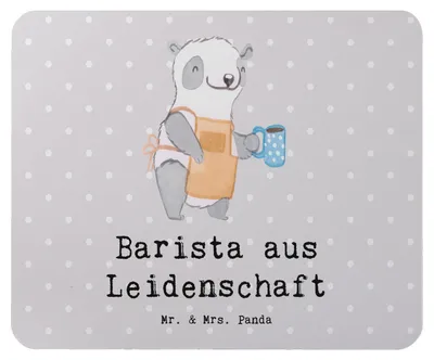 Produktbild von Mr. & Mrs. Panda Mousepad Barista Leidenschaft - Grau Pastell - Geschenk, laptop, Ausbildung, Kaffee, pc mausunterlage, Mouse Pad, Mauspad