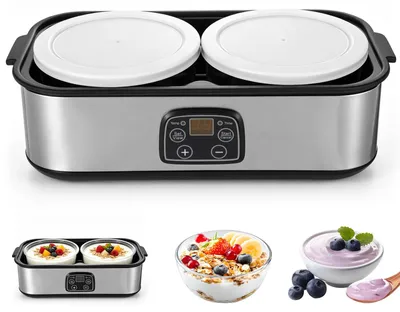 Yoghurtmaker 2000 ml, 2 Glasbehälter, Temperatur 20-55°C, Timer bis 48h