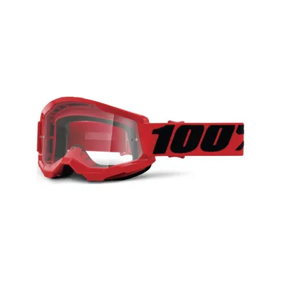 Produktbild von 100% Strata 2 Clear Motocross Brille, rot/schwarz, Einheitsgröße