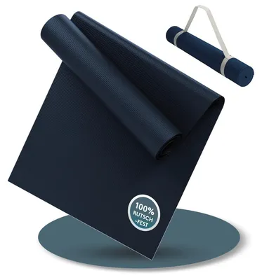 Produktbild von Yogamatte Gymnastikmatte Fitnessmatte - 180 x 60 cm - 4 mm dick - Rutschfest - Mit Tragegurt