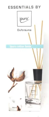 Zdjęcie produktu dla ipuro ESSENTIALS Bawełna fields, Butelka na perfumy, Dyfuzor z zapachem trzcinowym, 0,2 l