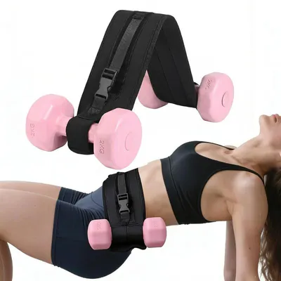 Produktbild von Hüftstoß-Hantelhaltergürtel, Hip Thrust Gürtel mit Polster, verstellbar, rutschfest – für Langhantel, Kurzhantel & Kettlebell, inkl. Trainingsplan