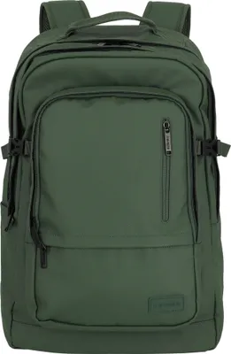 A green backpack is shown against a white background.